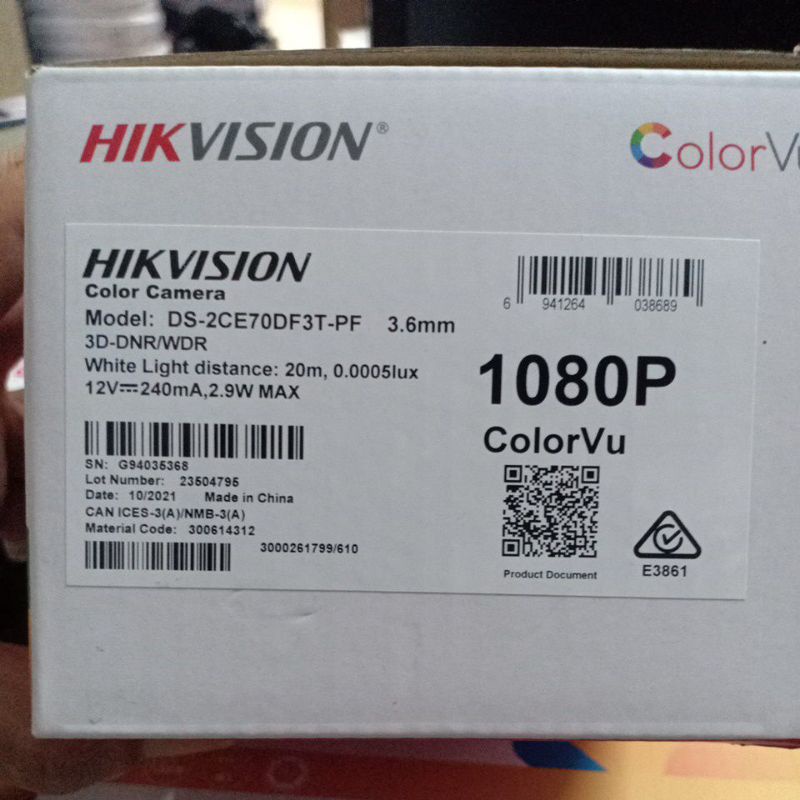 Camera CCTV HIKVISION COLORVU 2MP INDOOR DS-2CE70DF3T-PF