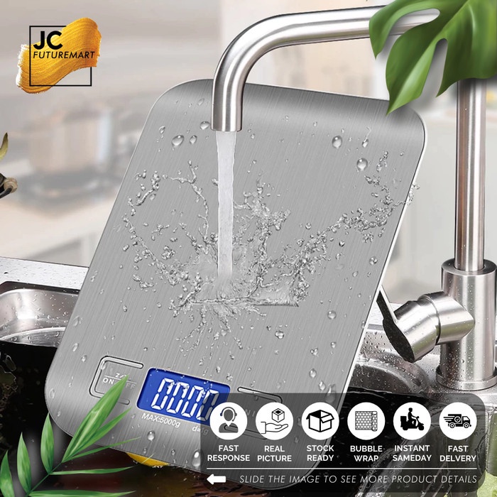 Timbangan Dapur Digital Hijau Kue Kaca 5kg Kotak Terlaris L4T3 Premium Kopi Promo Usb Pintar Gram Mi