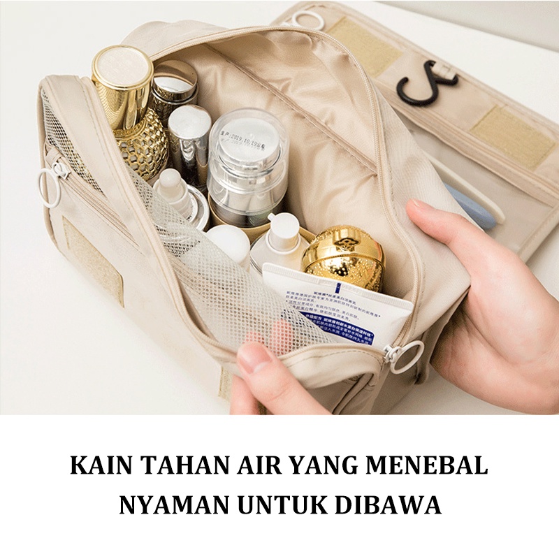 Tas Kosmetik Perjalanan Wanita Serbaguna Lipat Tas Penyimpanan Cuci Tahan Air