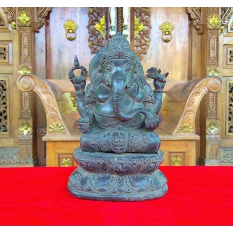 Patung Perunggu Ganesha Hitam Besar Antik Langka