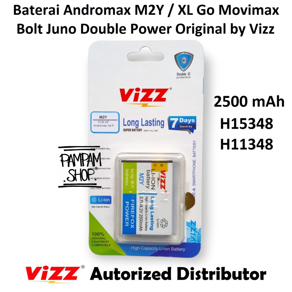 Baterai Vizz Original Double Power Modem Smartfren MIFI Andromax M2Y H15348 H11348 Batrai Batre Dual