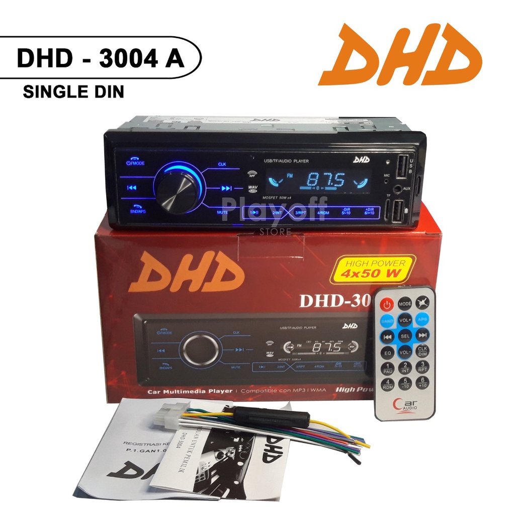 Foto Head Unit Single Din Mp3 Bluetooth Tape Mobil DHD-3004 A/B