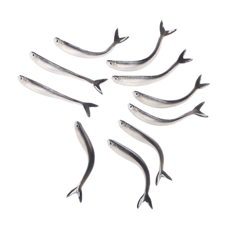 10 Pcs Umpan Pancing Soft Bait Bentuk Ikan Dua Warna