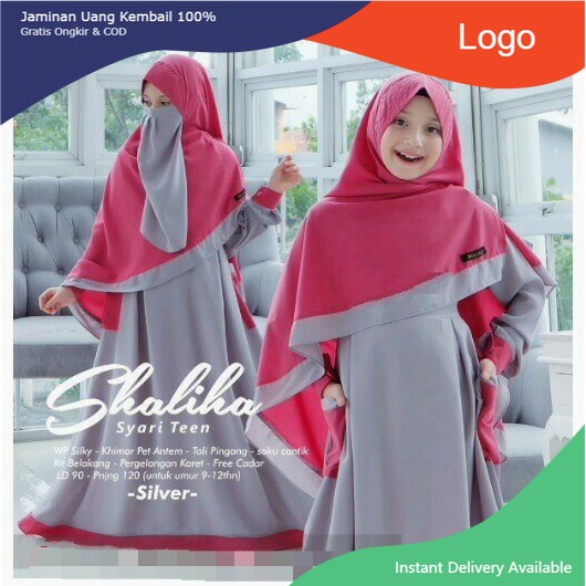 Shaliha Syari Kids [GAMIS ANAK + JILBAB + CADAR] umur 9 -12 tahun / Baju anak / baju anak perempuan