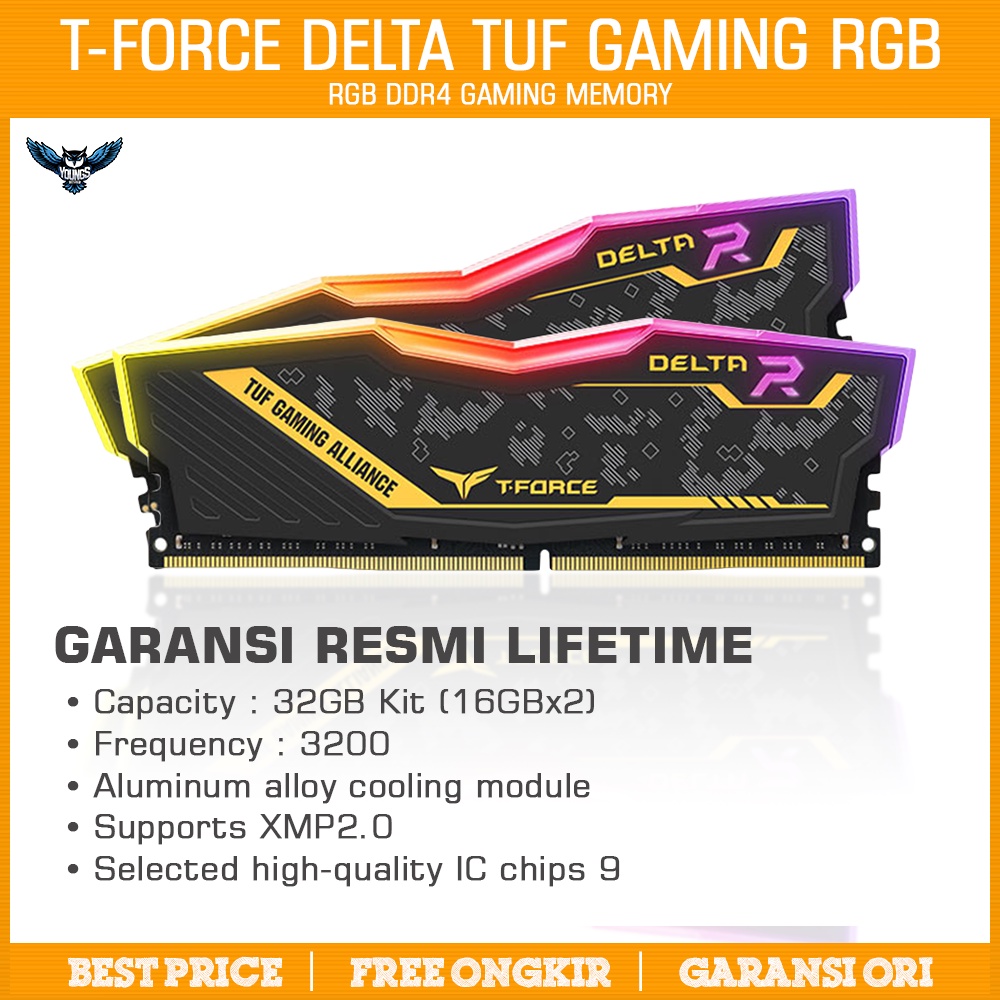 Ram Team T-Force Delta TUF RGB 32GB Kit 3200 (16GBx2) DDR4 3200MHz