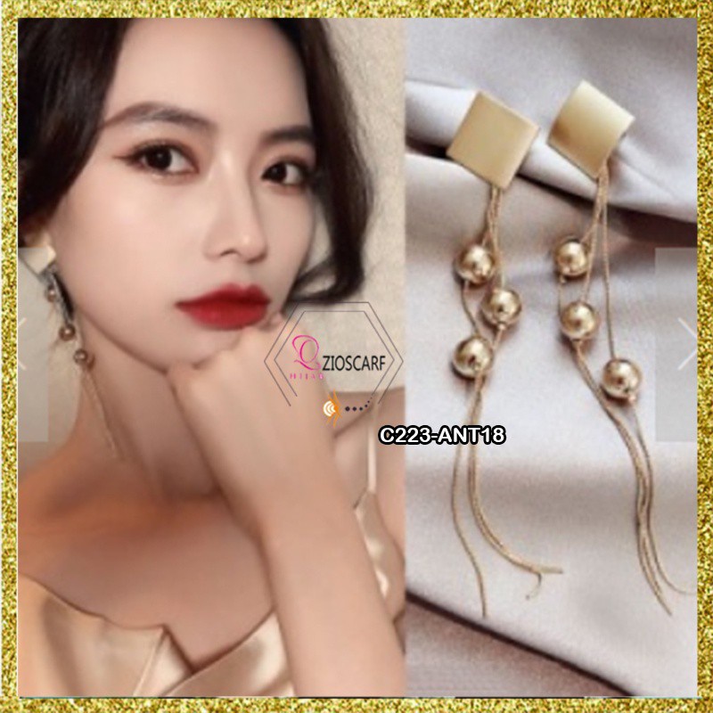 ANTING KOREA WANITA/ANTING TITANIUM ANTI KARAT/ANTING HIJAB/ANTING TUSUK TITANIUM GANTUNG ANT18