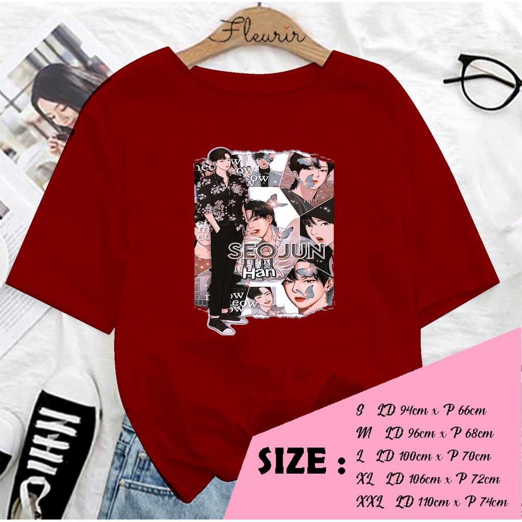 FLEURIR - SEOJUN FULL KAOS OVERSIZE KATUN KAOS WANITA DEWASA TUMBLR TEE UNISEX JUMBO