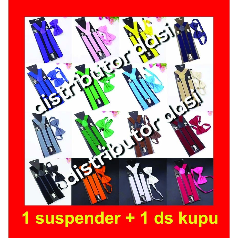 Suspender Tali Kodok Capit 3 Set Dasi Kupu Kupu Warna Distributor Dasi