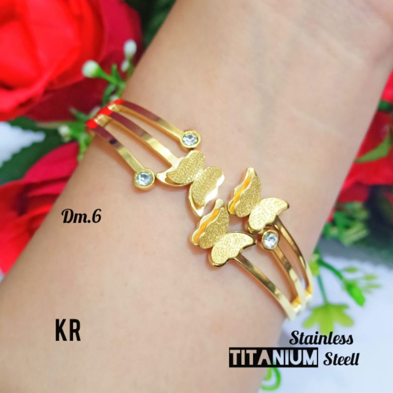 COD||Gelang TITANIUM Bangkok wanita perhiasan emas Korea,gaya elegan TIDAK LUNTUR, TIDAK BERKARAT