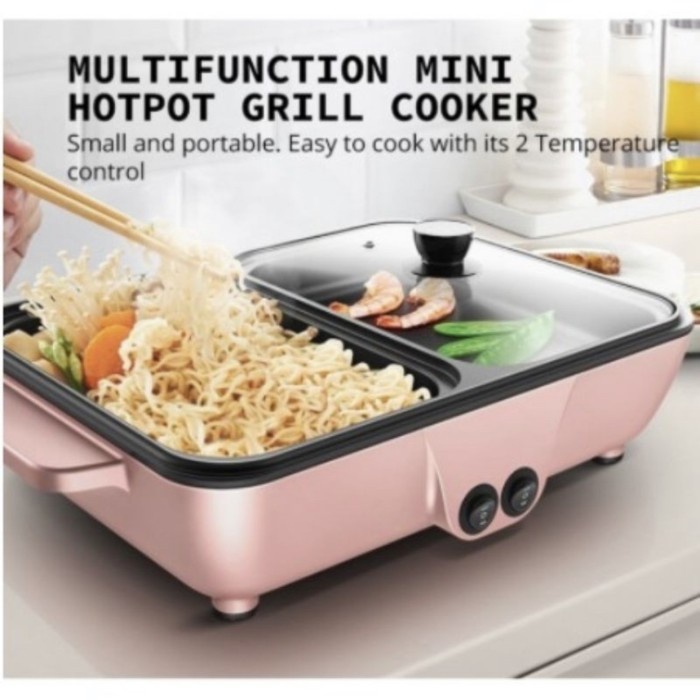 MINI ELECTRIC HOTPOT / STEAMBOAT &amp; GRILL PAN / BBQ MULTIFUNGSI 2in1