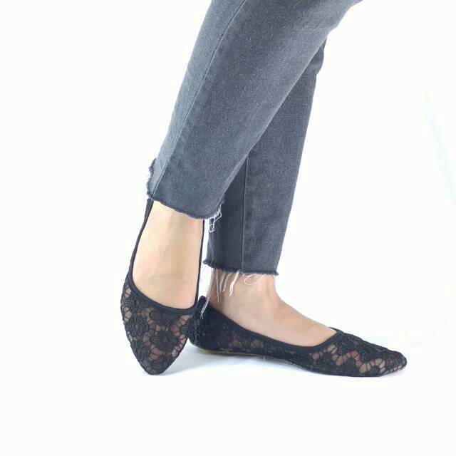 BORNEO - SEPATU B05KB FLATSHOES GRATICA   BRUKAT HITAM-SALEM