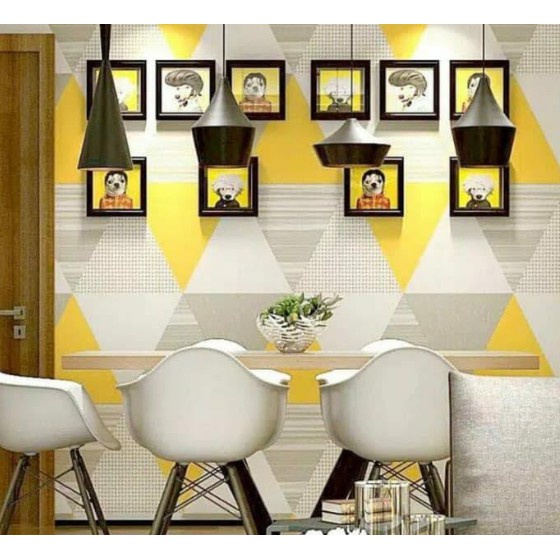 wallpaper dinding segitiga kuning banana / 45cm x 9 meter