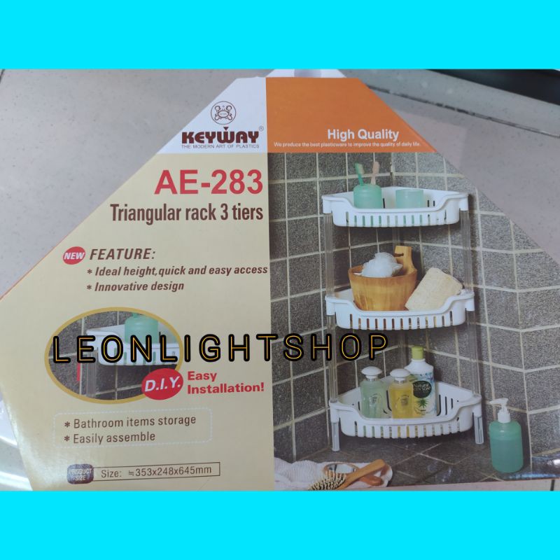 KEYWAY RAK PLASTIK SERBAGUNA SUDUT 3 TINGKAT 35.3X24.8X64.5CM/ACE HARDWARE TRIANGULAR RACK 3 TIERS