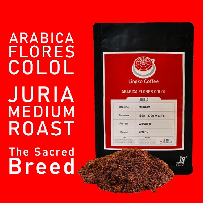 

KOPI ARABIKA ARABICA JURIA FLORES MANGGARAI COLOL MEDIUM 200GR BUBUK