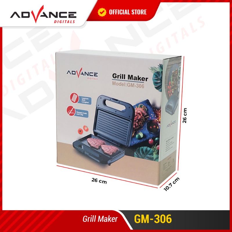 Advance Grill Maker GM-306 Alat Pemanggang Daging /Steak Elektrik Portable Hemat Listrik Garansi 1 Tahun