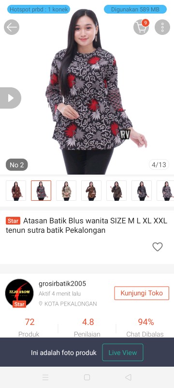 Atasan Batik Blus Wanita Size M L Xl Xxl Tenun Sutra Batik Pekalongan