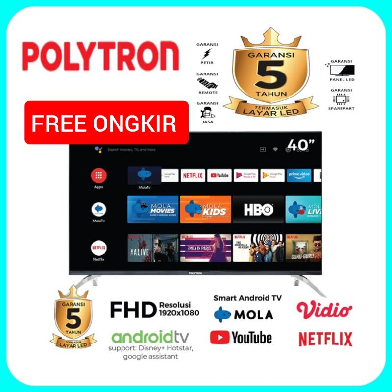 KHUSUS PALEMBANG TV LED ANDROID POLYTRON 43 INCH 43 "43BAG9953 BISA YOUTUBE