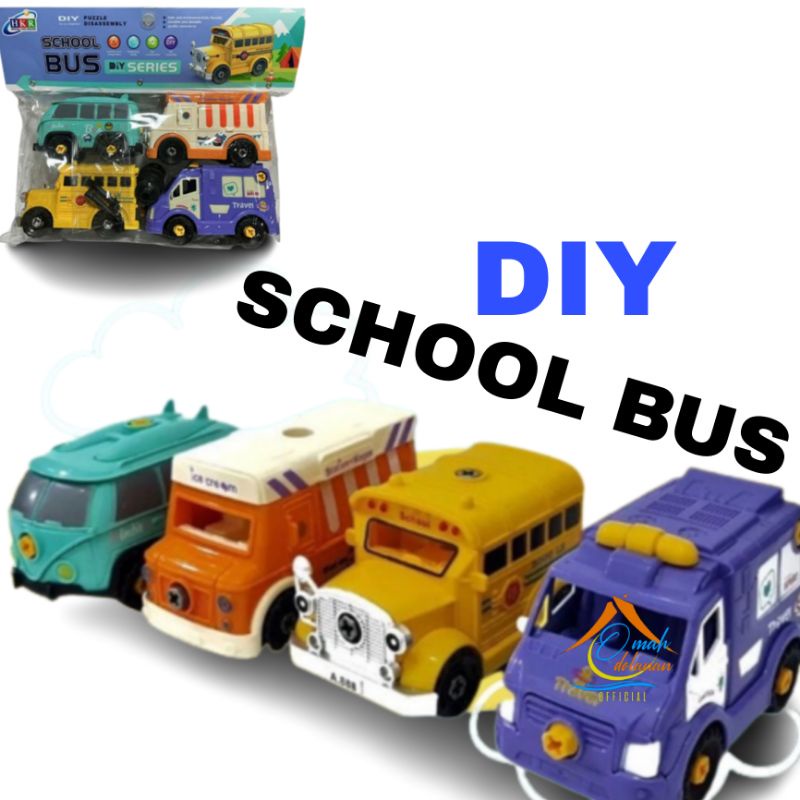 DIY_MAINAN ANAK KENDARAAN BUS SEKOLAH DIY OPP KTG/MAINAN BONGKAR PASANG SCHOOL BUS HKR 22-0881