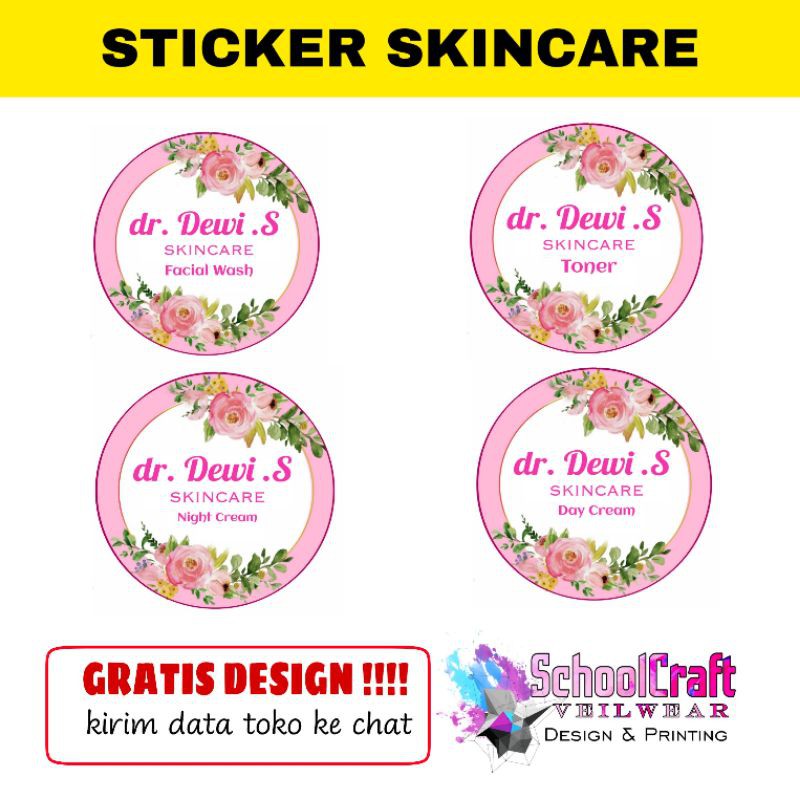 

(ISI 100PCS ) STICKER SKINCARE PINK