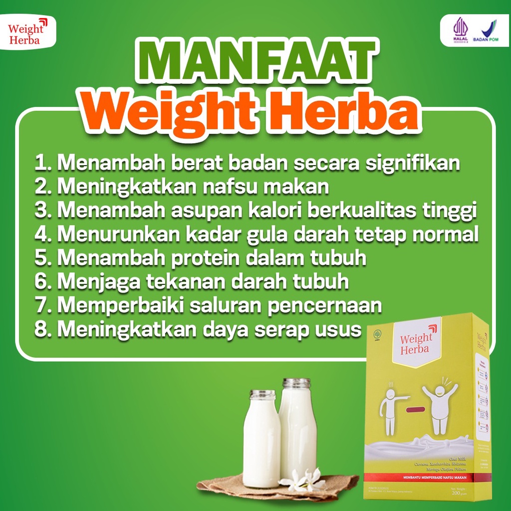 Paket 2 Weight Herba Nafsu Makan - Original Susu Penambah Berat &amp; Penggemuk Badan Perbaiki Saluran Pencernaan Tingkatkan Nafsu Makan Isi 200gr