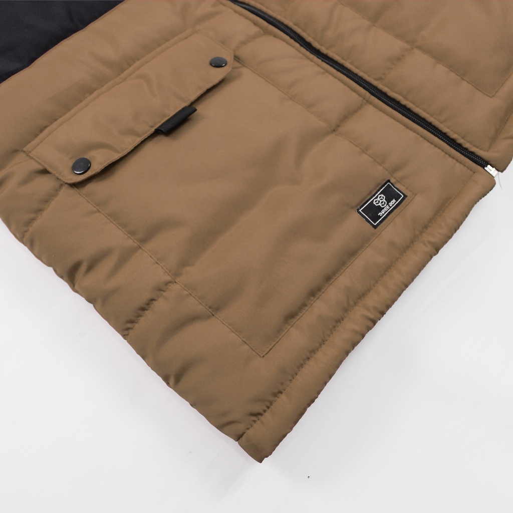 Vest Rompi Hoodie Motor Pria Wanita Parasut Keren Medium Jumbo Kombinasi Hitam Krem - TBX GN003