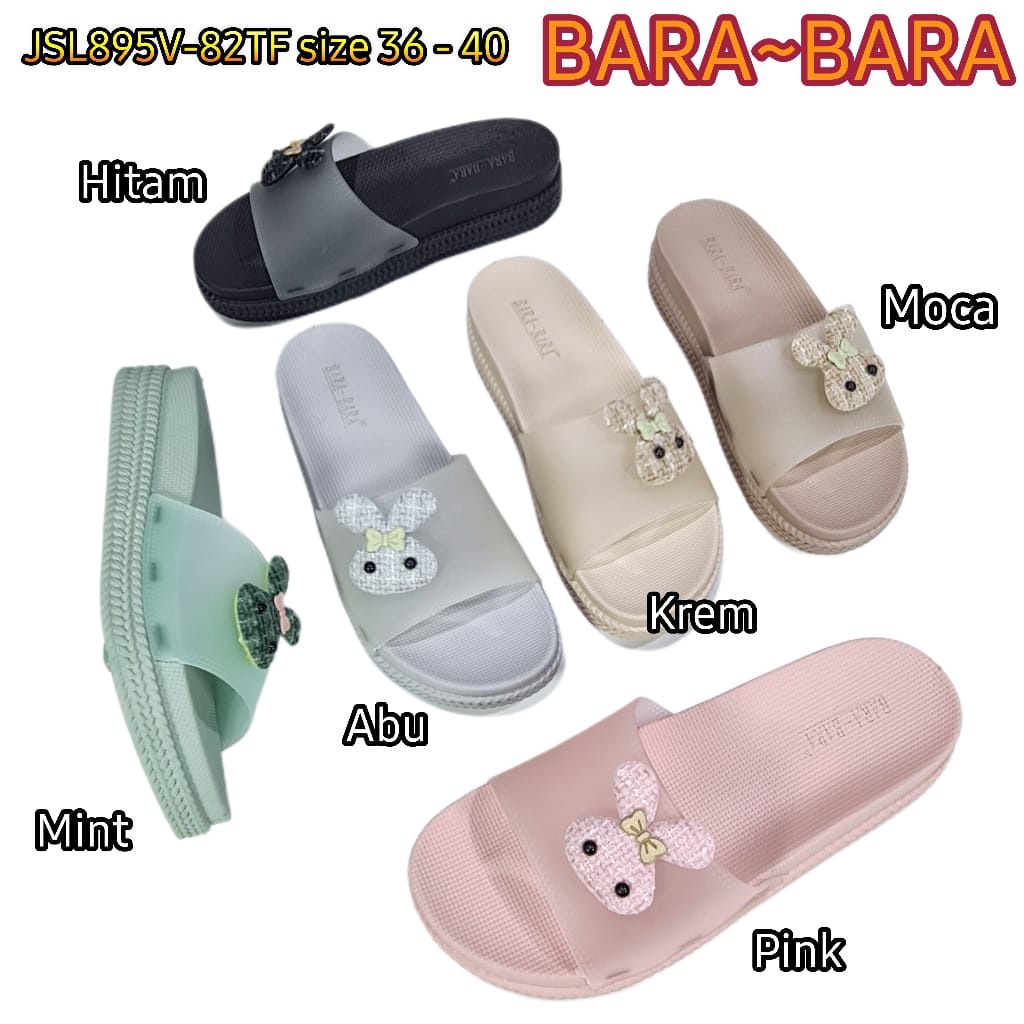 BARA BARA ORIGINAL jelly sandal karet empuk murah wanita selop import barabara cewek JSL895V-82TF