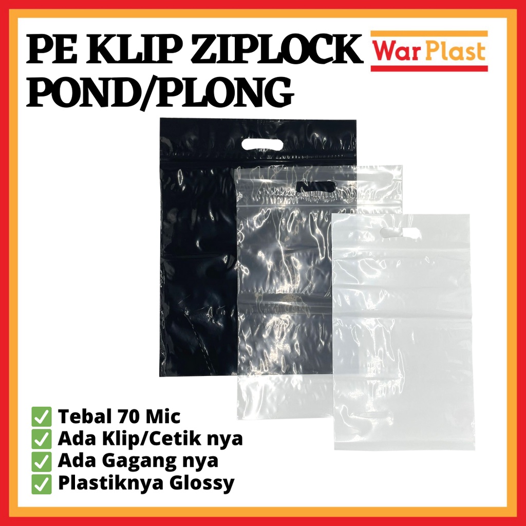 Plastik Klip Plong Pond Ziplock Plastik Cetik Kantong Packing PE Gagang Baju Hijab Sepatu Tebal Murah