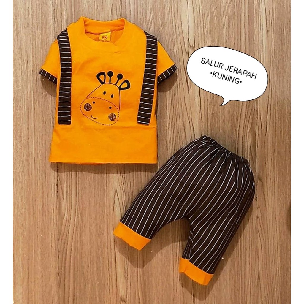 Klik Mds Setelan Baju Bayi Laki-laki 0-6 bulan Atasan Dan Celana Motif Anak Lucu Jerapah / Baju bayi anak Laki - Laki