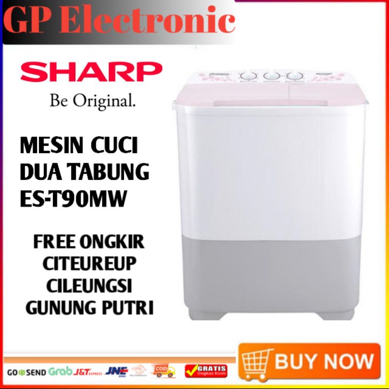 MESIN CUCI SHARP 2 TABUNG/SHARP ES-T90MW 9KG