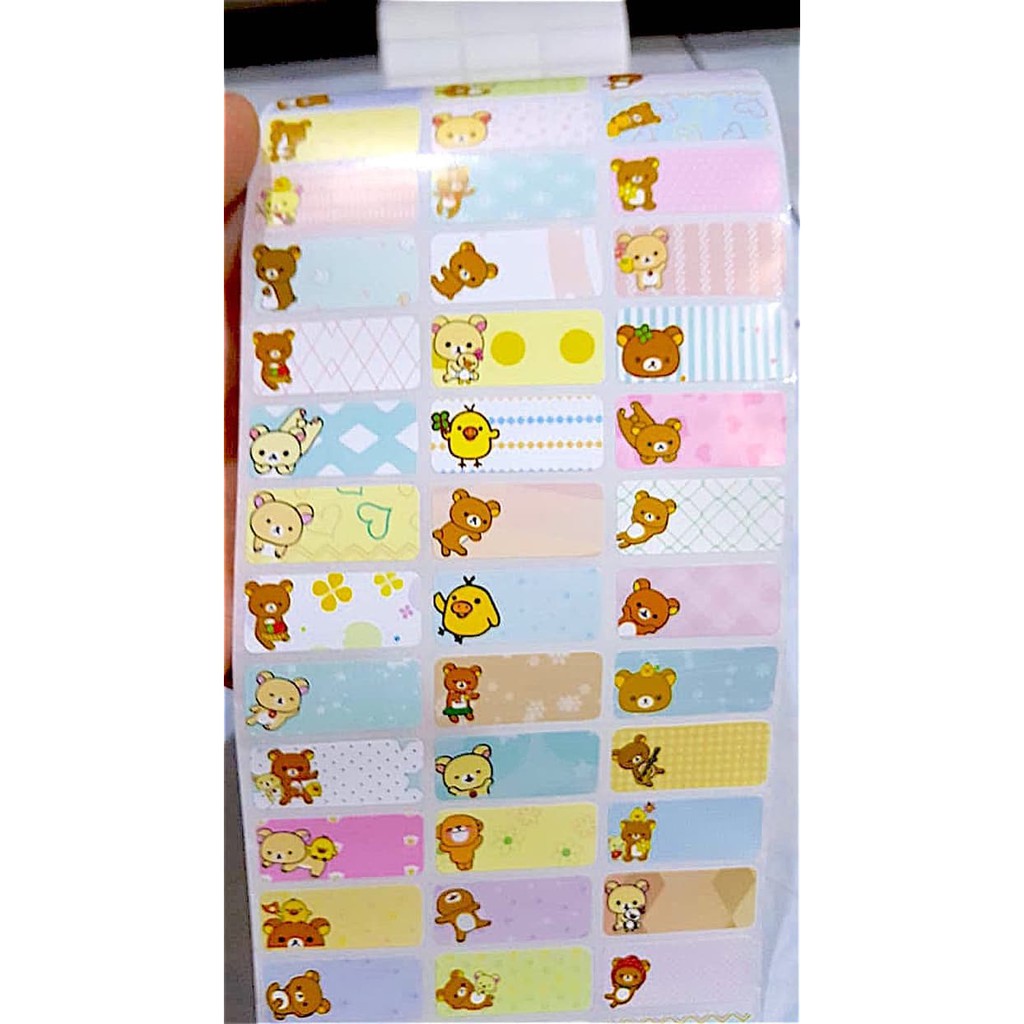 

label nama waterproof / stiker anti air Motif Cute Pattern Rilakkuma
