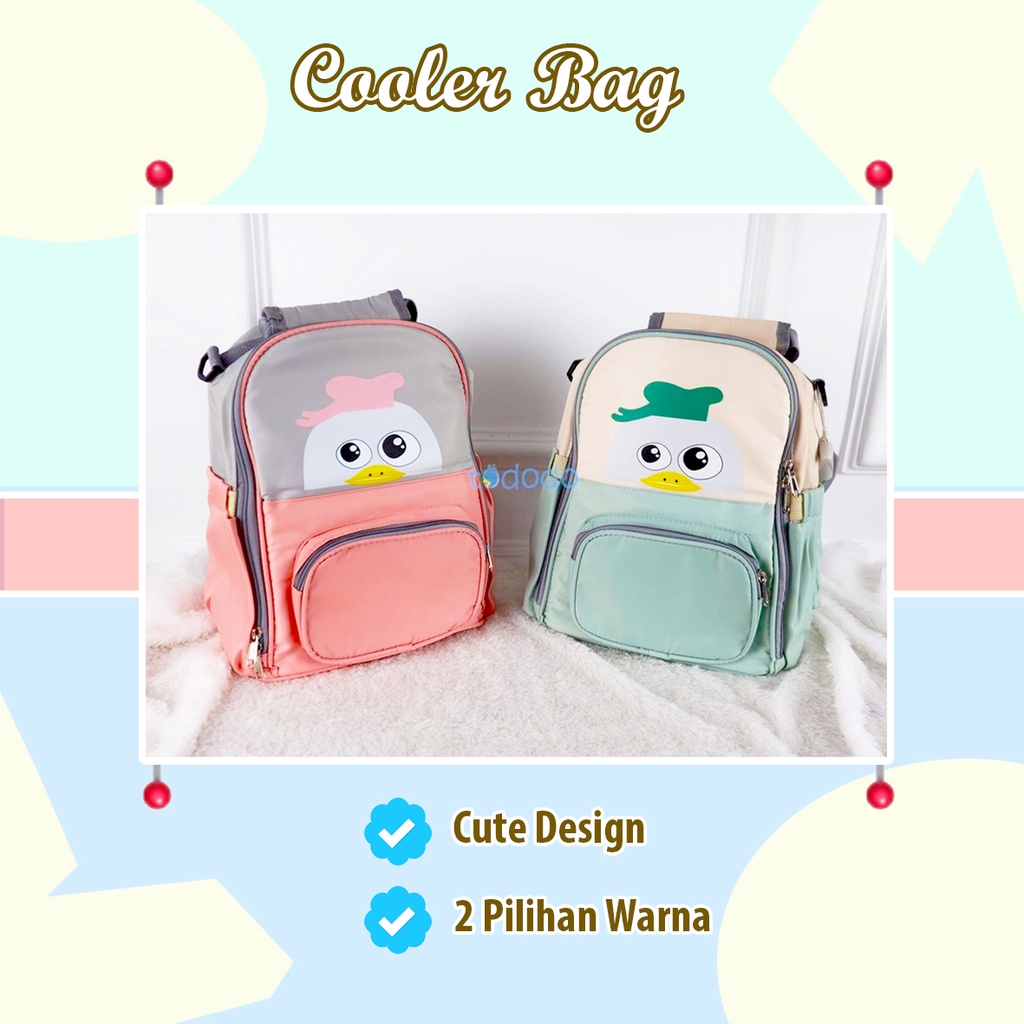 Tas Cooler Bag Simpan &amp; Membawa Asi / Lunch Box Bekal Perlengkapan Bayi / Multifungsi Diaper Bag Duck Series Waterproof / Popok Backpack Ransel Bayi Multifunction