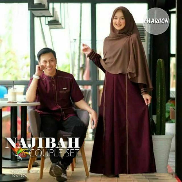 CP NAJIBAH, COUPLE PASANGAN, MOSCREPE PREMIUM, GAMIS HIJAB MUSLIM, MAXY DRESS