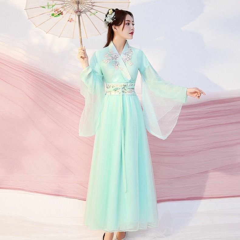 Women's Han Chinese clothing jacket and dress Fairy pink fresh elegant fairy ancient style big wide