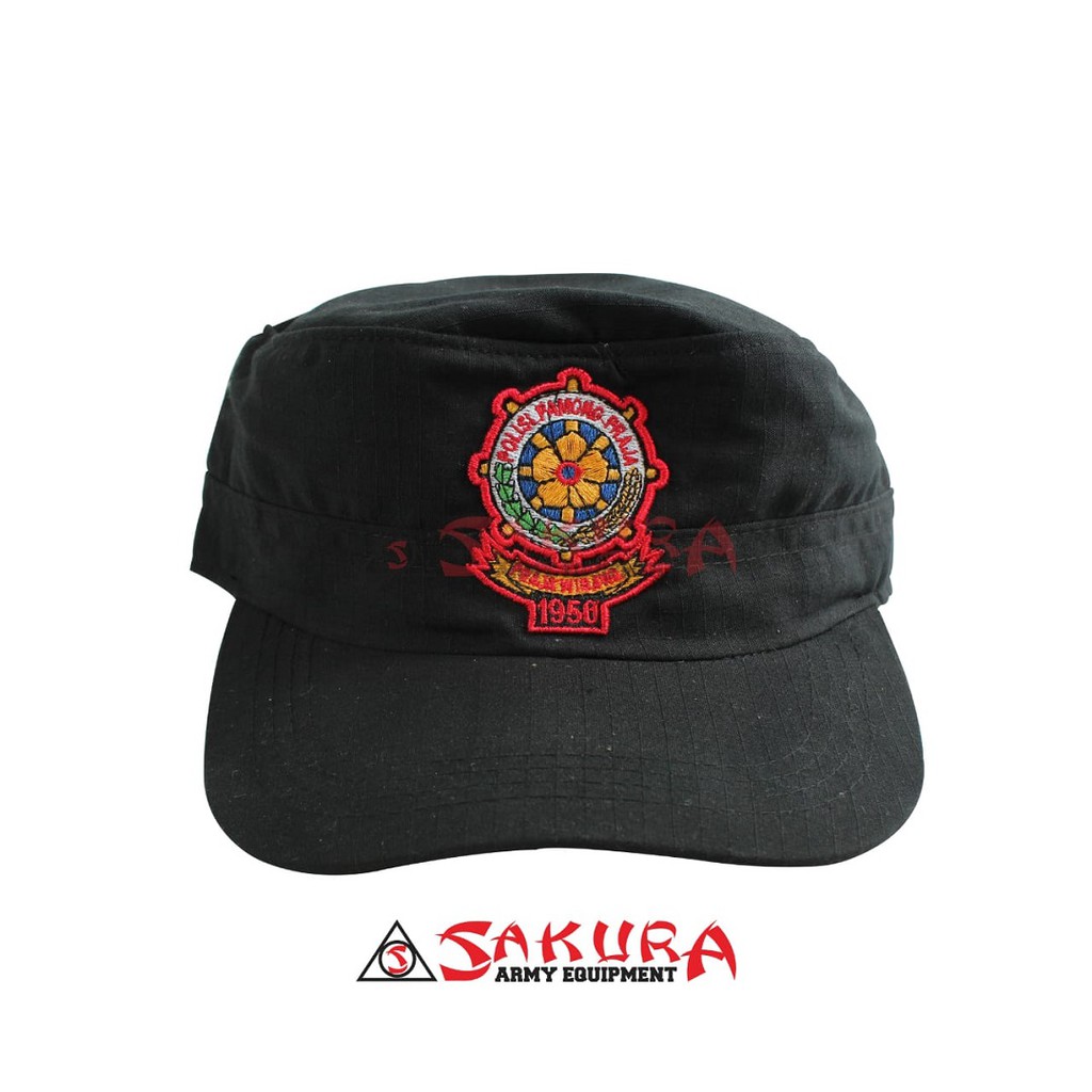 Topi POL PP Komando Logo Hitam Topi SATPOL PP Hitam