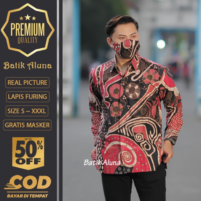 BATIK PRIA LENGAN PANJANG MEWAH PREMIUM ALUNA PRABUSENO SHANGHAI KERIS KEMEJA BATIK ACARA NIKAHAN KE