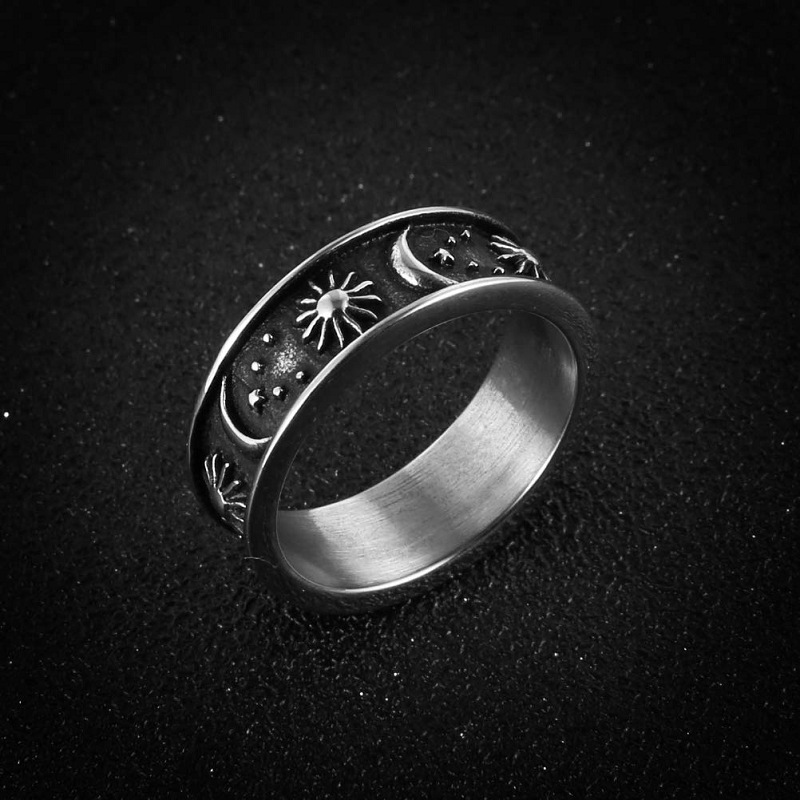 Star Moon Sun ring men's ring  Cincin bulan