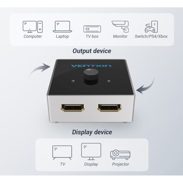 Vention HDMI Switcher 2 In 1 Out / 1 In 2 Out Backward Support - AFLH0