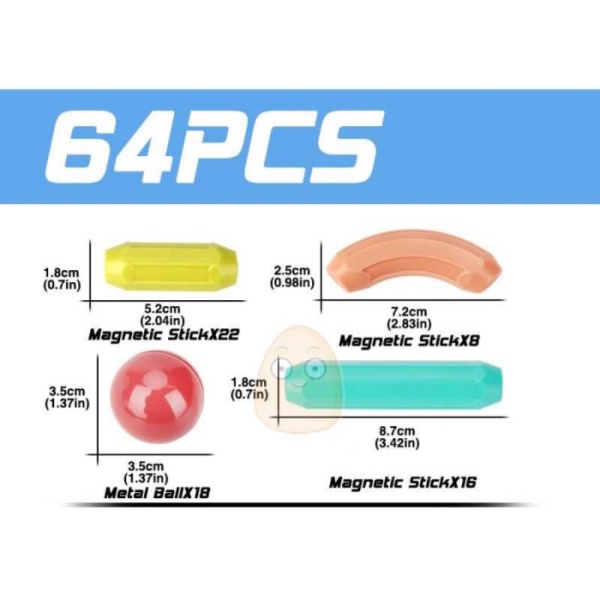 

Mainan Magnetic Block Stick Toys / magnetic tile/building block - 64 Pcs Murah