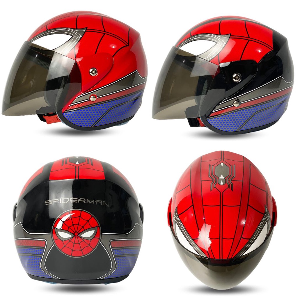 Helm Anak Bagus Karakter Kartun Motif Spiderman Kop Lucu SNI