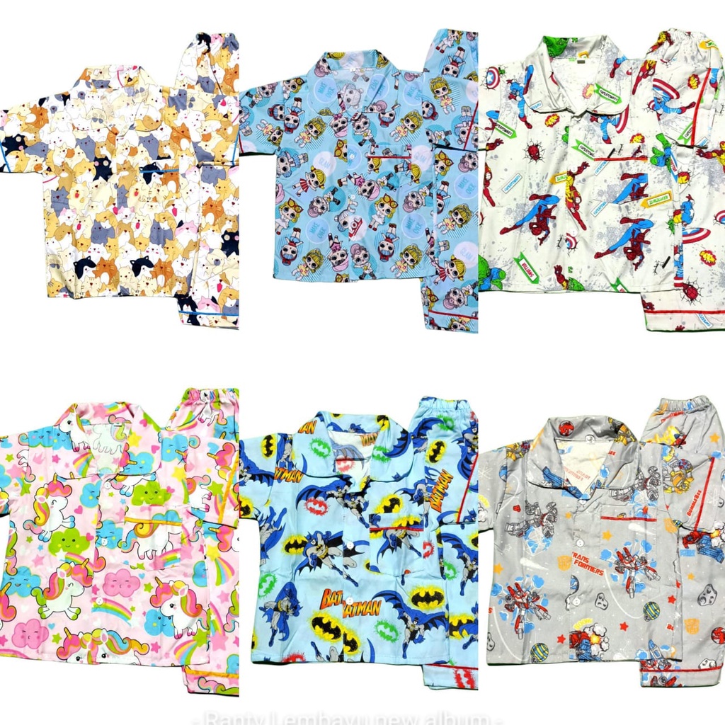 Piyama Anak Karakter / PIYAMA ANAK USIA 1-11 TAHUN / PIYAMA ANAK USIA 1-11 TAHUN SIZE M L XL NO 8 NO 10 NO 12 TERLARIS / BAJU TIDUR ANAK USIA 1-11 TAHUN MOTIF KARAKTER