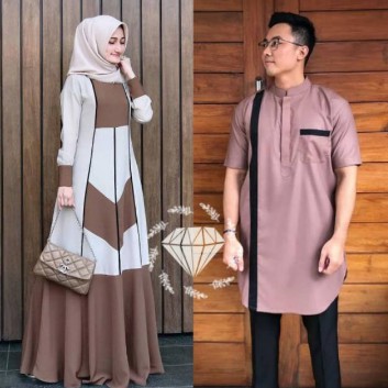 Gamis Couple Pasangan Remaja sastro Modis Kekinian Modern Terbaru 2021 Couple lebaran terbaru