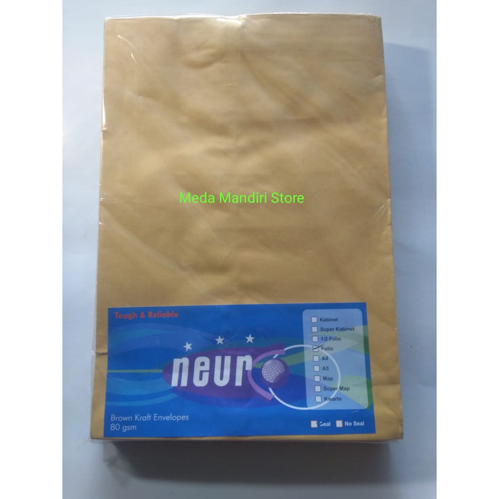 

Amplop Coklat Polos Seal / Perekat Ukuran F4 80 gsm NEURO (35 x 24 cm)