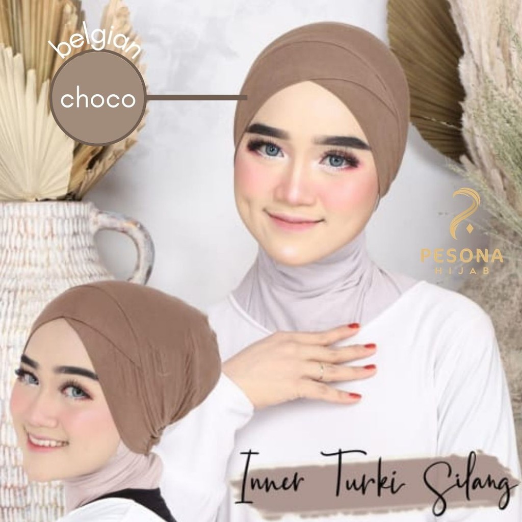 Ciput Turkey Silang/Inner Basic Turki Silang Menutup Kepala/Menyamarkan Wajah Bulat-4