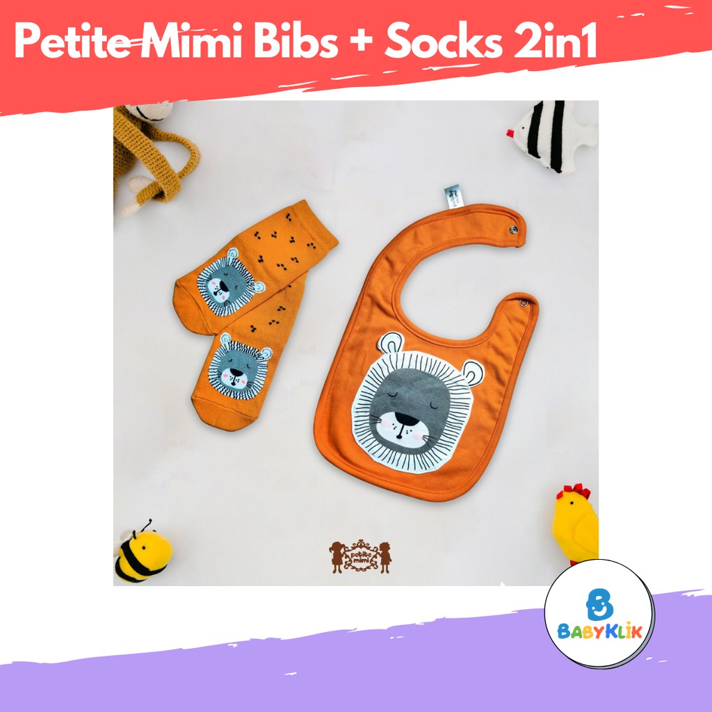 PETITE MIMI BABY BIB &amp; SOCKS SET/ SLABER CELEMEK + KAOSKAKI BAYI 2IN1