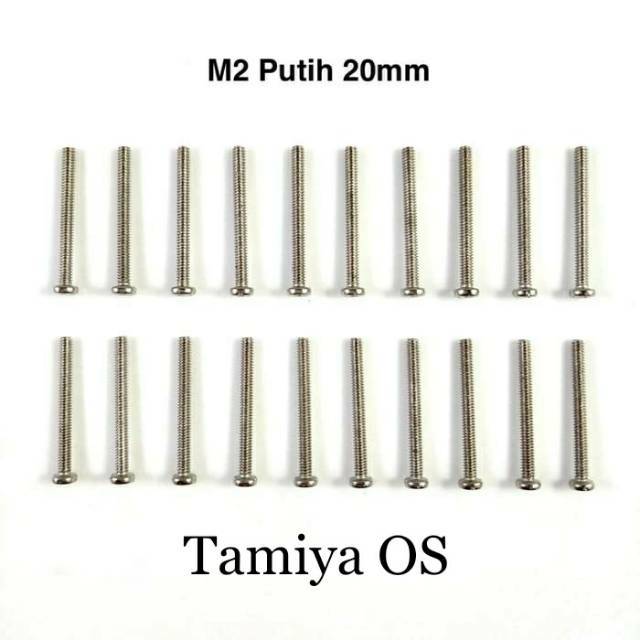 Rep Tamiya Screw M2 / Baut Putih / Baut Silver 20 mm - 20 pcs (NS829)