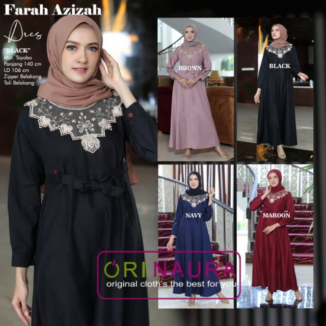 Farah Azizah Dress ORI NAURA ORI berlabel ORI NAURA GAMIS MURAH GAMIS KECE GAMIS MUSLIM GAMIS PESTA