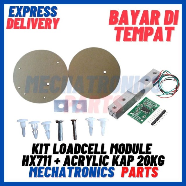[SEN-9041] KIT LOADCELL MODULE HX711 + ACRYLIC KAP 20KG