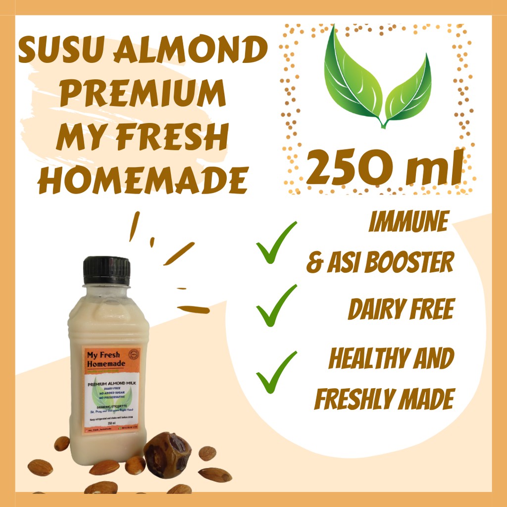 

Almond Milk ASI Booster Immune Booster 100% Organic Roasted Almond - My Fresh Homemade 250 ml