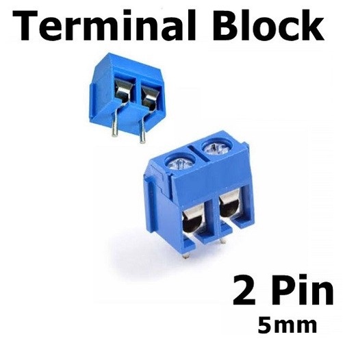 Terminal PCB Block Screw Konektor Connector 2 Pin Jarak aka Pitch 5mm Wire Cable Skrup Blue 2P