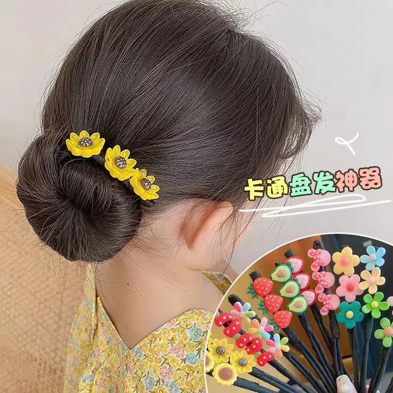 (Hello Girl)F05 Ikat Rambut Anak Model Sanggul Karakter Lucu Import